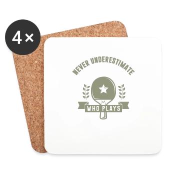 Never Underestimate An Old Man Who Plays Ping Pong - Coasters (set of 4) - white - Front