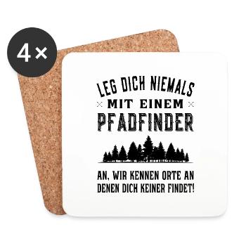 Leg dich niemals mit einem Pfadfinder an - schwarz - Untersetzer (4er-Set) - Weiß - Vorne