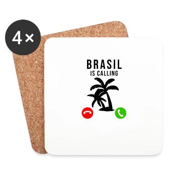 Brazil Brazilian Flag Holiday Saying - Coasters (set of 4) - white - Front