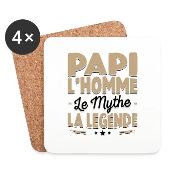 Papi L'homme Le Mythe La Légende Cadeau Papy - Dessous de verre (lot de 4) - blanc - Devant