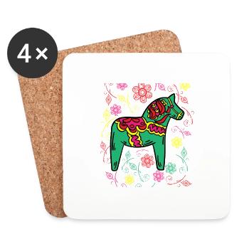 Dala Horse par The Manzanita ́s - Dessous de verre (lot de 4) - blanc - Devant