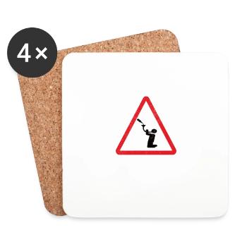 Rauschgefahr Achtung Trichtern Shirt Schild - Untersetzer (4er-Set) - Weiß - Vorne