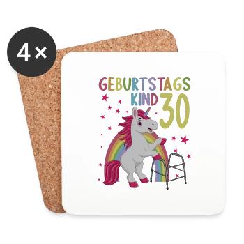 30 Jahre Geburtstagskind 30. Geburtstag Einhorn - Untersetzer (4er-Set) - Weiß - Vorne