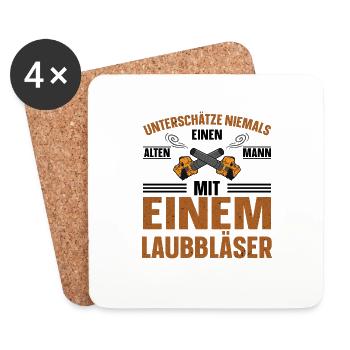 Unterschätze Niemals einen Alten Mann Laubbläser - Untersetzer (4er-Set) - Weiß - Vorne
