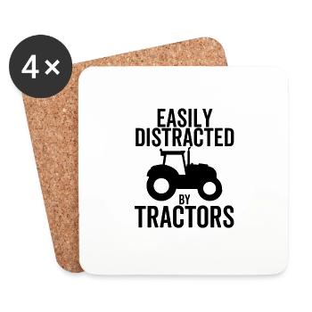 Facilement distrait par les tracteurs - Dessous de verre (lot de 4) - blanc - Devant