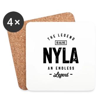 Nyla Nom personnalisé Cadeau d’anniversaire - Dessous de verre (lot de 4) - blanc - Devant