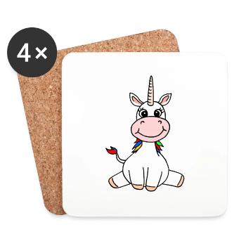 Licorne Assise Enfants Licorne Fille Cadeau - Dessous de verre (lot de 4) - blanc - Devant