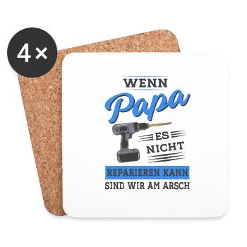 Papa Vater reparieren Heimwerker Werkzeug - Untersetzer (4er-Set) - Weiß - Vorne