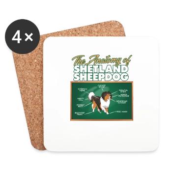 Anatomie d’un chien de berger des Shetland I Drôle de chien de berger - Dessous de verre (lot de 4) - blanc - Devant