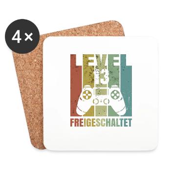 Level 13 freigeschaltet Geburtstagsshirt Geschenk - Untersetzer (4er-Set) - Weiß - Vorne