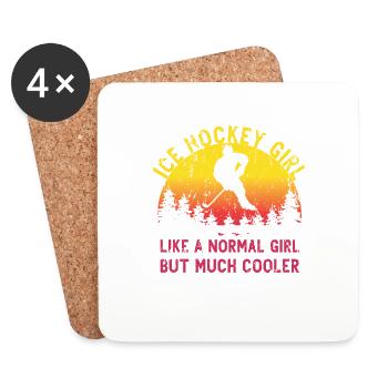 Hockey sur glace Fille Coucher de soleil Eishockey Définition Sport - Dessous de verre (lot de 4) - blanc - Devant