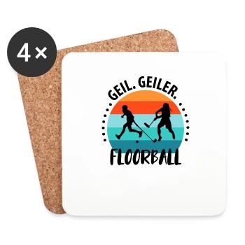 Floorball Unihockey Feldhockey Hallenhockey - Untersetzer (4er-Set) - Weiß - Vorne