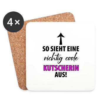 Kutscher Kutsche Pferdekutscher Kutschieren Damen - Untersetzer (4er-Set) - Weiß - Vorne