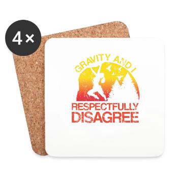 Gravity et moi sommes respectueusement en désaccord avec l’escalade - Dessous de verre (lot de 4) - blanc - Devant