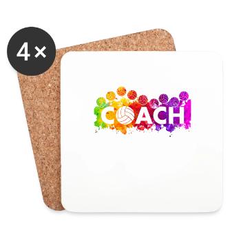 Volleyball Coach auf Regenbogen Farbklecks für - Untersetzer (4er-Set) - Weiß - Vorne