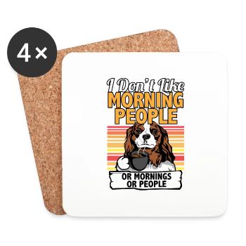 Je n’aime pas le matin I Cavalier King Charles - Dessous de verre (lot de 4) - blanc - Devant