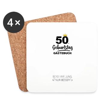 50. Geburtstag Gästebuch Geschenk - Untersetzer (4er-Set) - Weiß - Vorne