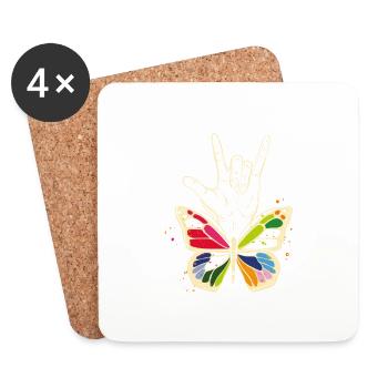 Signe de la main I Langue des signes américaine I ASL J’aime - Dessous de verre (lot de 4) - blanc - Devant