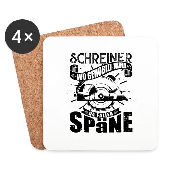 Schreiner Herren TShirt mit Hobel - Untersetzer (4er-Set) - Weiß - Vorne