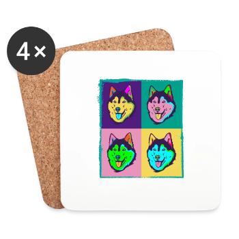 Dog Lover I Pop Art Siberian Husky - Untersetzer (4er-Set) - Weiß - Vorne