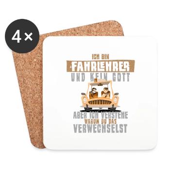 Fahrschule Gott Design für Fahrlehrer - Untersetzer (4er-Set) - Weiß - Vorne