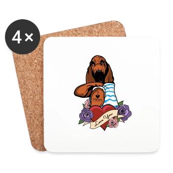 I Love Mom Tattoo I Bloodhound Mom - Coasters (set of 4) - white - Front