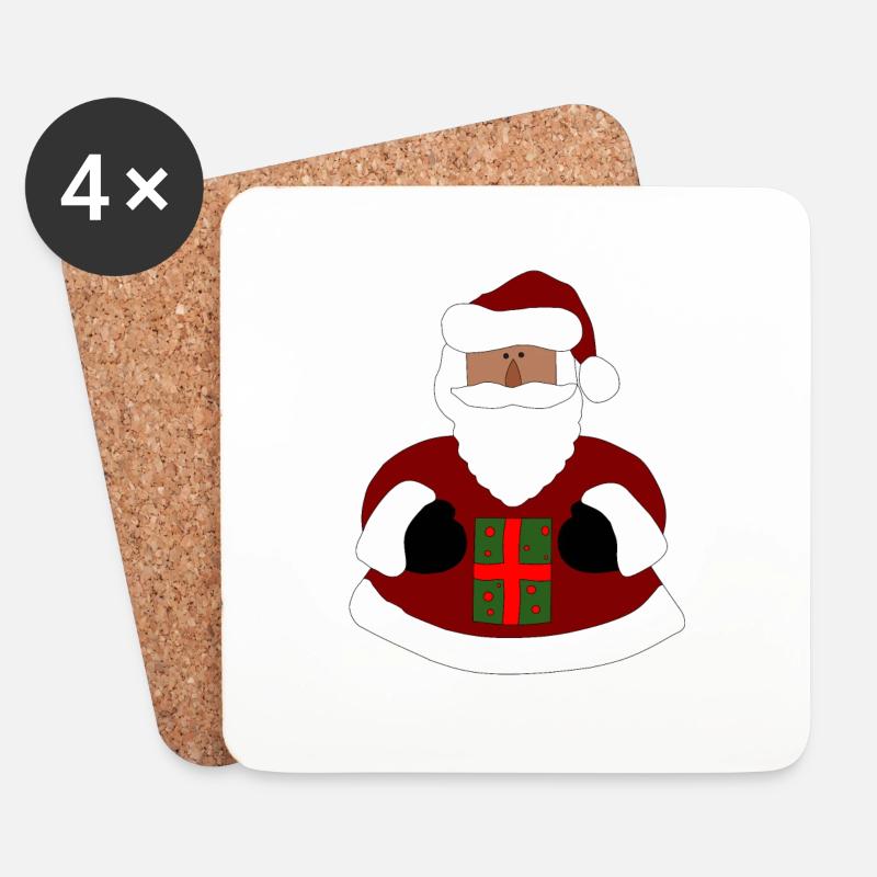 Weihnachtsmann mit Geschenk - Untersetzer (4er-Set) - Weiß