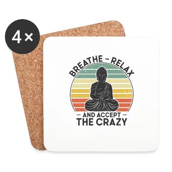 Breathe Relax & Accept Crazy Yoga Meditation - Coasters (set of 4) - white - Front