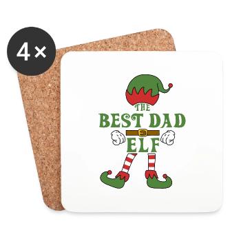 La meilleure tenue de famille de Noël papa elfe - Dessous de verre (lot de 4) - blanc - Devant