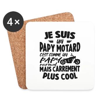 Je Suis Un Papy Motard Plus Cool - Dessous de verre (lot de 4) - blanc - Devant