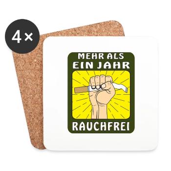MEHR ALS EIN JAHR RAUCHFREI - Untersetzer (4er-Set) - Weiß - Vorne