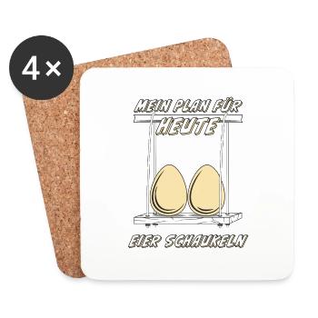 MEIN PLAN FÜR HEUTE EIER SCHAUKELN - Untersetzer (4er-Set) - Weiß - Vorne