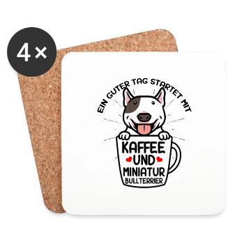 Miniature Bull Terrier Miniatur Bullterrier Kaffee - Untersetzer (4er-Set) - Weiß - Vorne