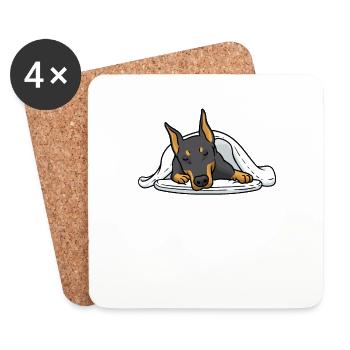 Doberman Dog Sleep chemise Pyjama Doberman - Dessous de verre (lot de 4) - blanc - Devant