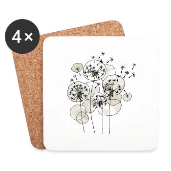 Pissenlits - Dessous de verre (lot de 4) - blanc - Devant