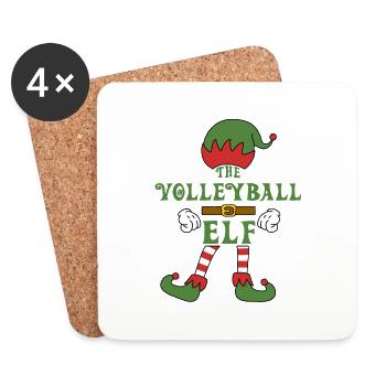 The Volleyball Elf Christmas Family Outfit - Untersetzer (4er-Set) - Weiß - Vorne