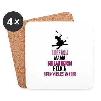 Ski Skifahren Skifahrerin Skiurlaub Skier Damen - Untersetzer (4er-Set) - Weiß - Vorne