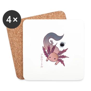 axolotl Haustier Geschenk Ambystoma mexicanum - Untersetzer (4er-Set) - Weiß - Vorne