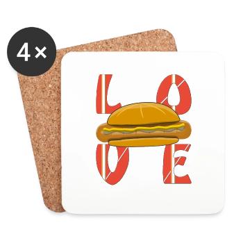 LOVE BRATWURST - Untersetzer (4er-Set) - Weiß - Vorne