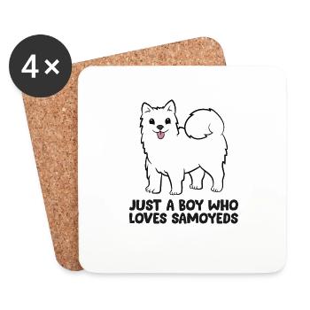 Samoyed Dog Owner Just a Boy Who Loves Samoyeds - Coasters (set of 4) - white - Front