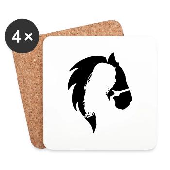 Cheval Tête de cheval Cœur Cher Cavalier Fille - Dessous de verre (lot de 4) - blanc - Devant