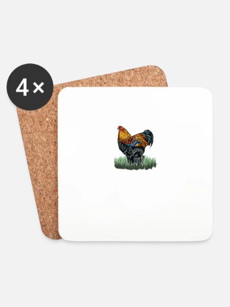 Brahma Huhn I Henne Ei Hahn Motiv für Hühnerhalter - Untersetzer (4er-Set) - Weiß