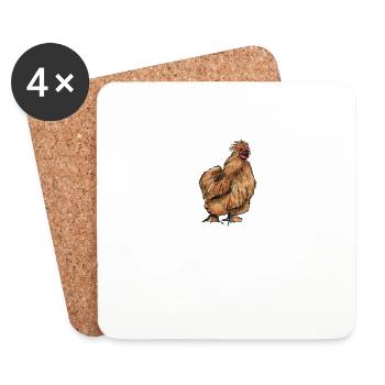 Seidenhuhn I Henne Ei Hahn Motiv für Hühnerhalter - Untersetzer (4er-Set) - Weiß - Vorne