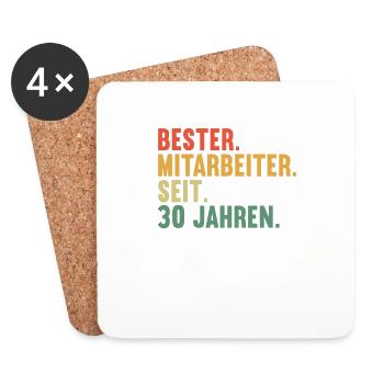 30 Jahre im Dienst 30 Jähriges Dienstjubiläum - Untersetzer (4er-Set) - Weiß - Vorne