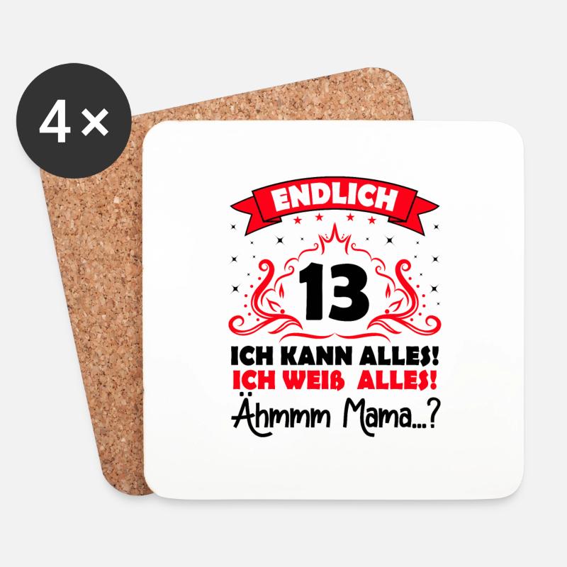 13 Geburtstag Mädchen Junge Fun Geschenk lustig - Untersetzer (4er-Set) - Weiß