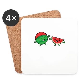 Wassermelonen Happy Funny Watermelon - Untersetzer (4er-Set) - Weiß - Vorne