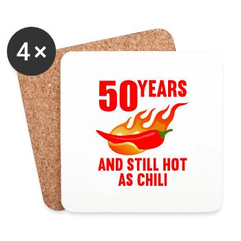 50 ans aussi épicé que le chili 50e anniversaire - Dessous de verre (lot de 4) - blanc - Devant