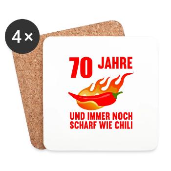 70 Jahre scharf wie Chili 70. Geburtstag - Untersetzer (4er-Set) - Weiß - Vorne