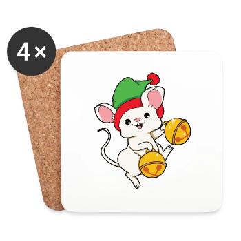 Mouse Christmas - Coasters (set of 4) - white - Front