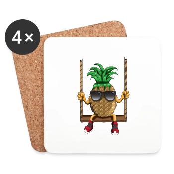 Swinging Pineapple Swing Beach Sun Wrestler - Dessous de verre (lot de 4) - blanc - Devant